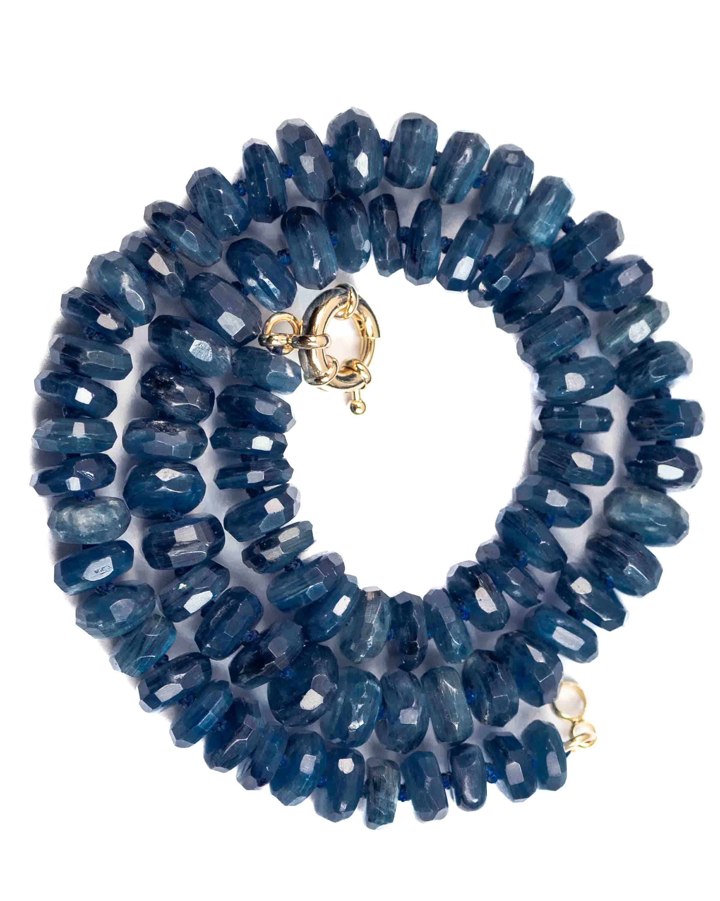 Faceted Kyanite Knotted Strand Necklace