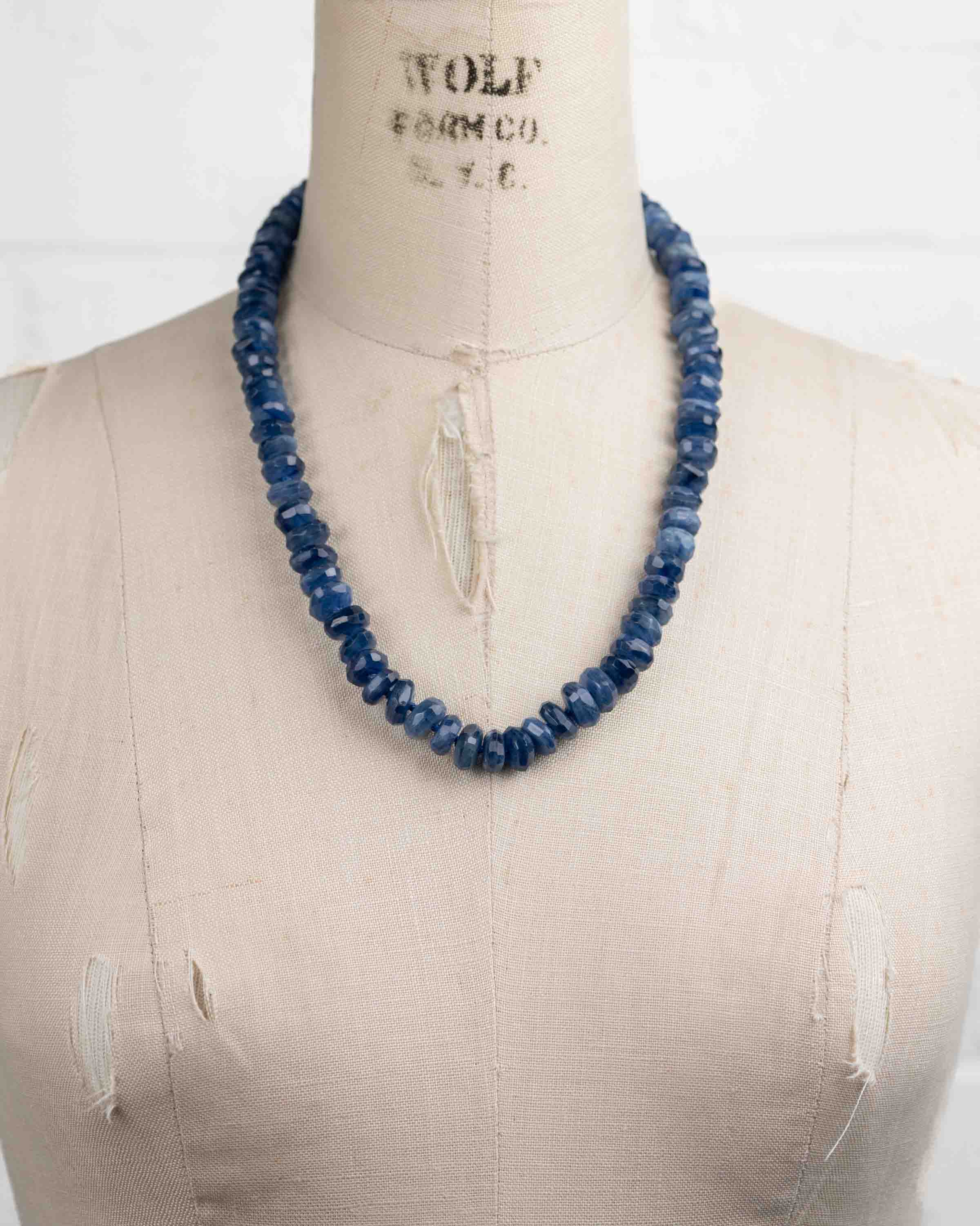Faceted Kyanite Knotted Strand Necklace