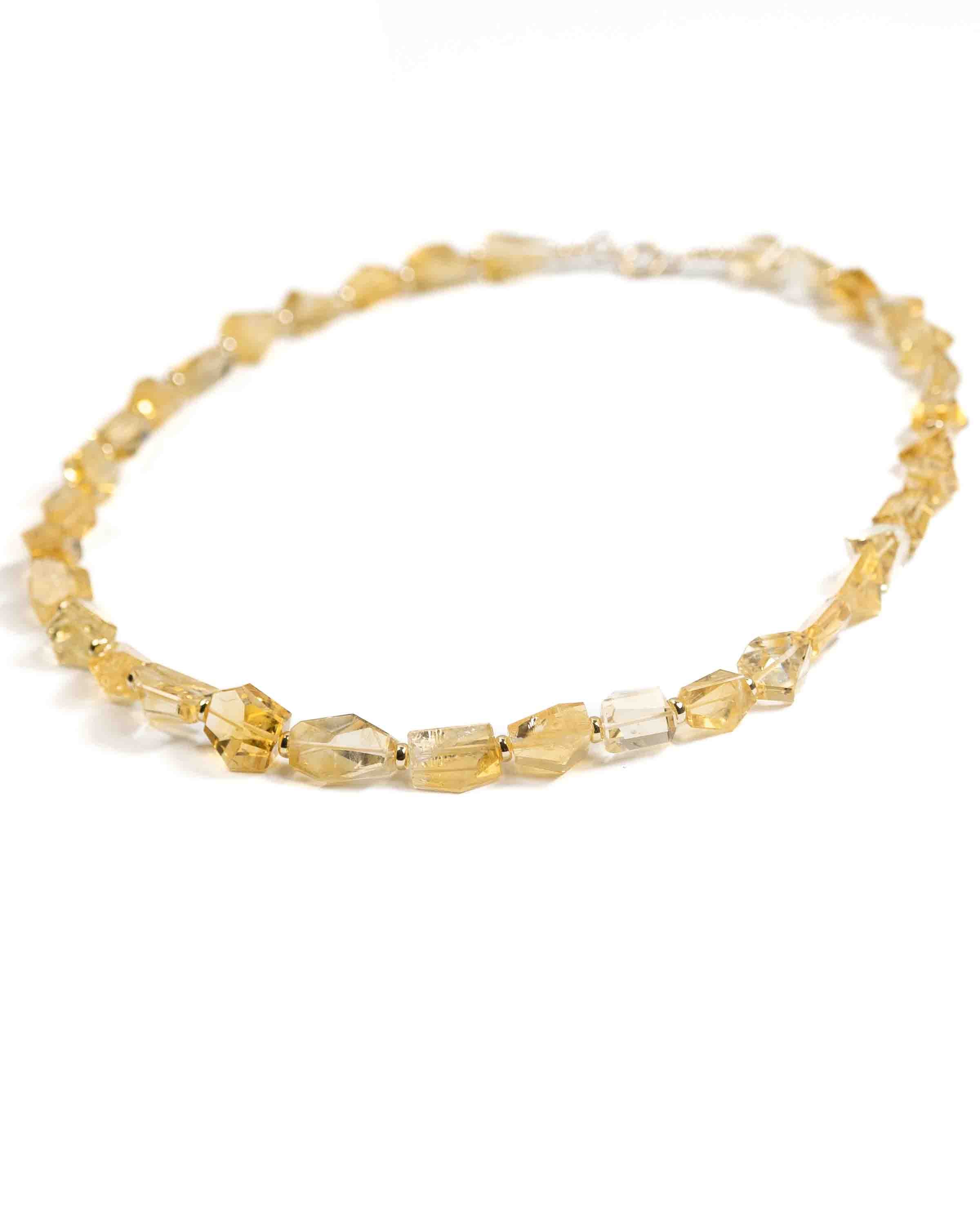 14k Gold & Natural Citrine Nugget Necklace