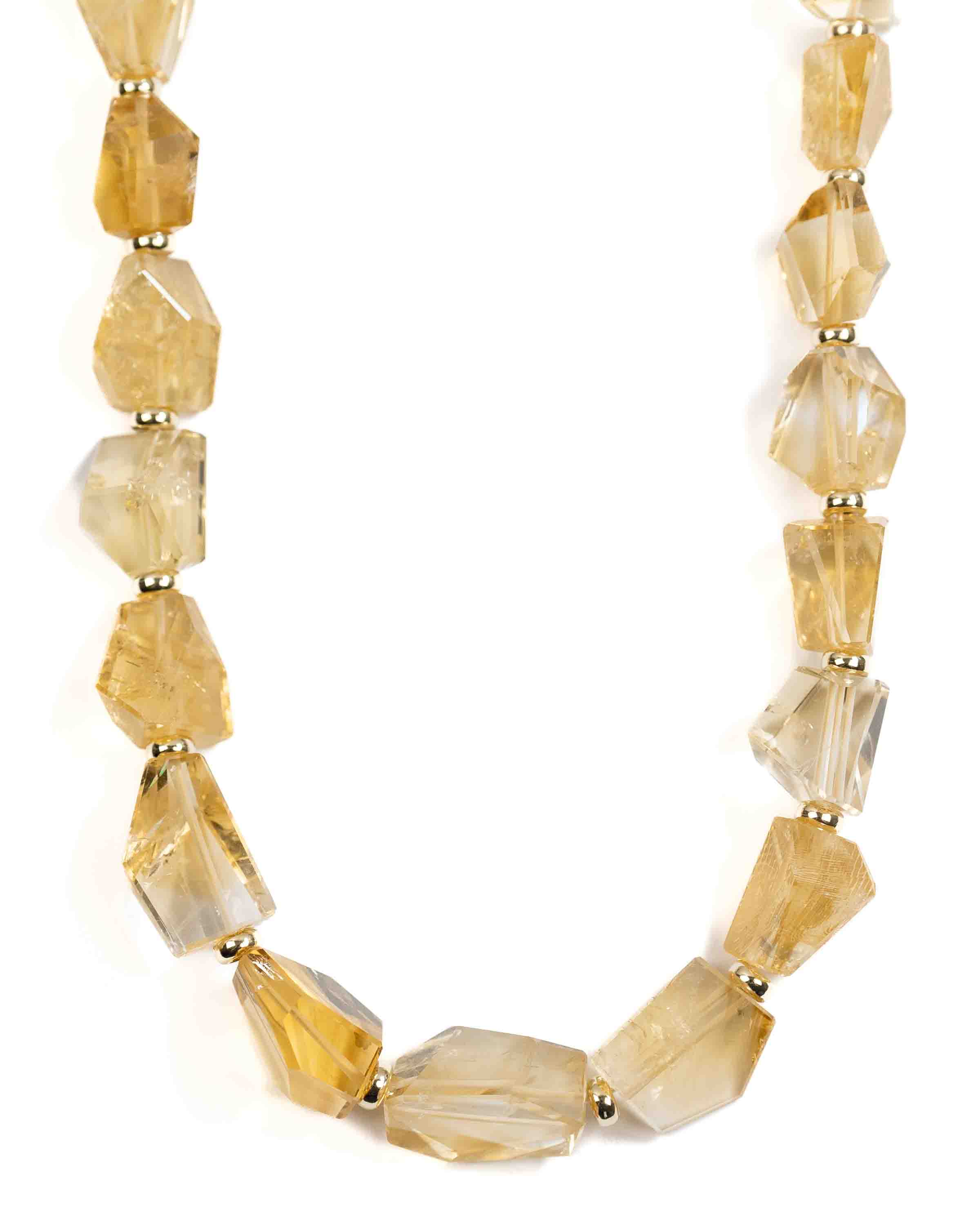 14k Gold & Natural Citrine Nugget Necklace