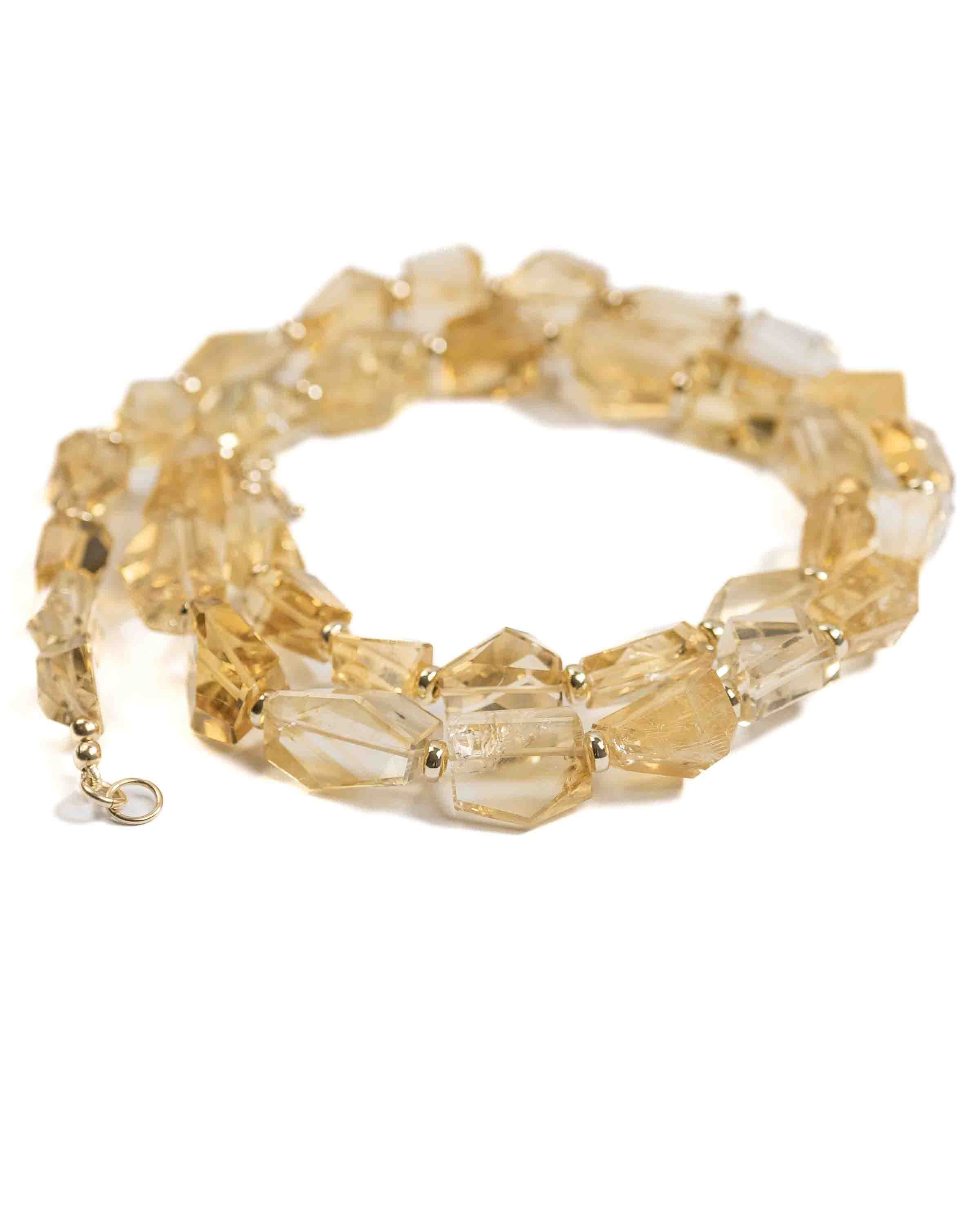 14k Gold & Natural Citrine Nugget Necklace