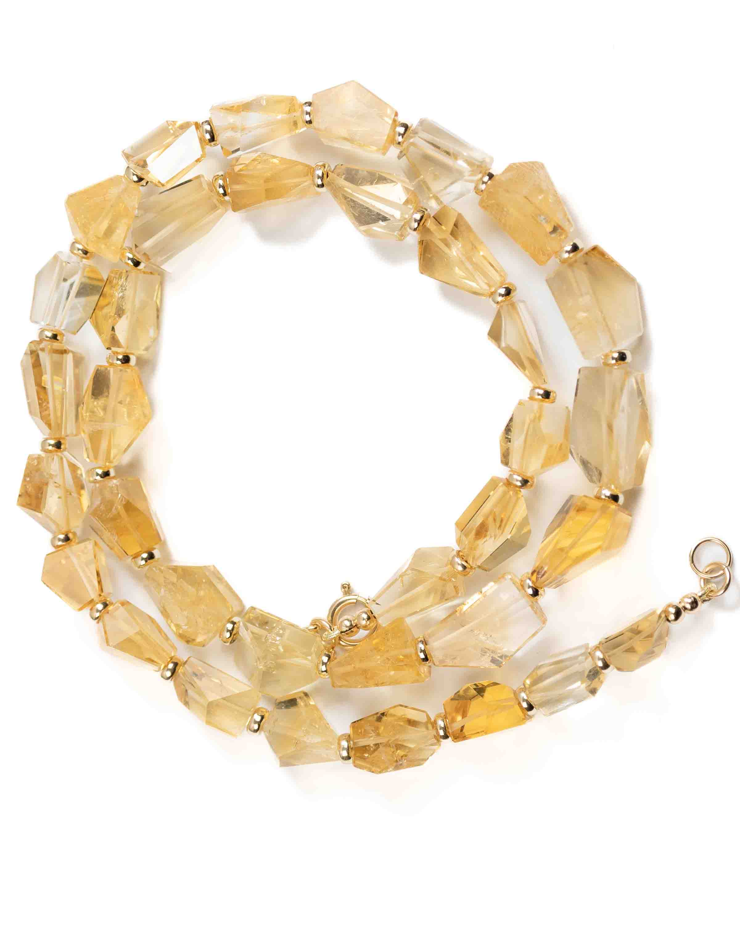 14k Gold & Natural Citrine Nugget Necklace