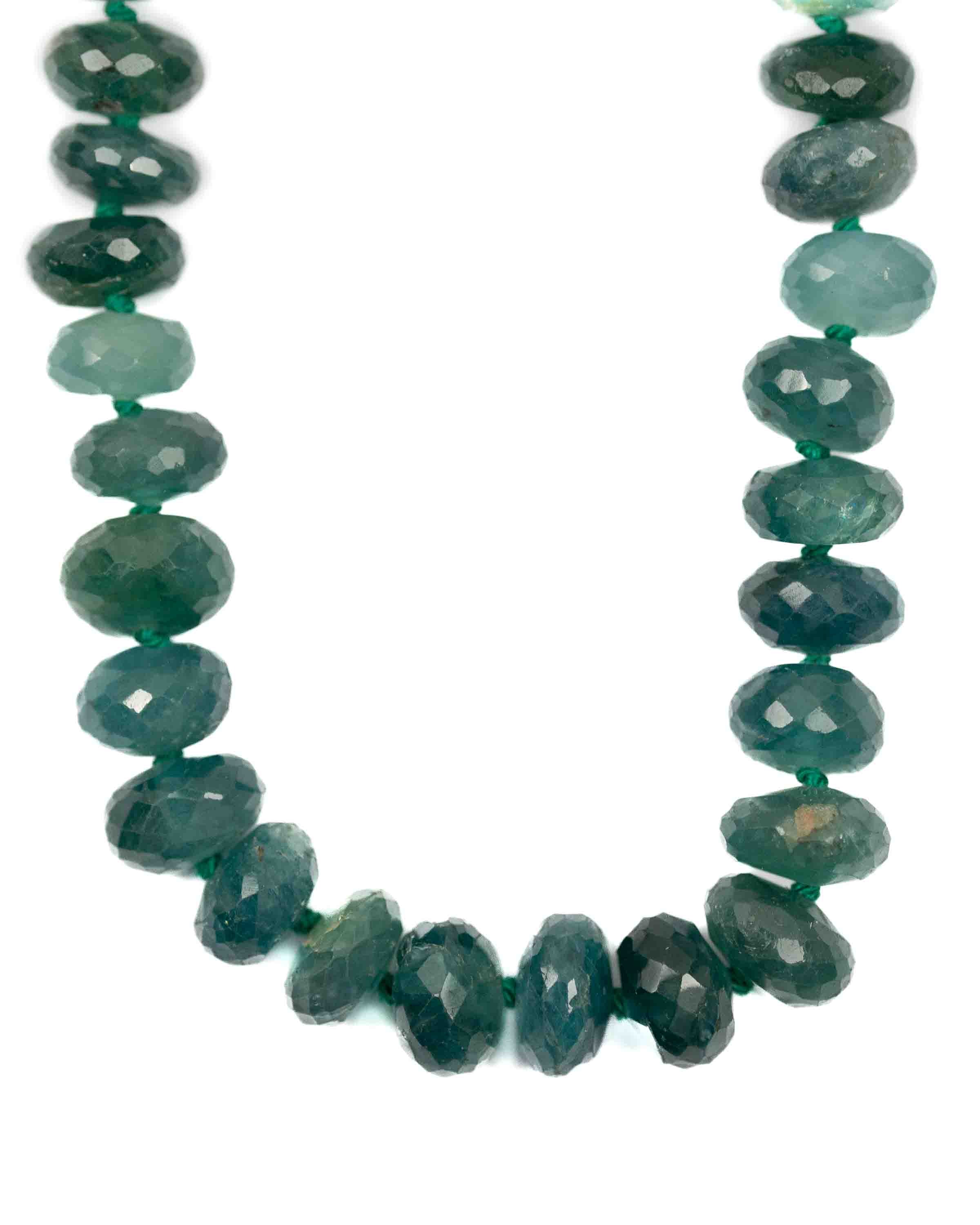 14k Gold Natural AAA Quality Grandidierite Knotted Strand Necklace