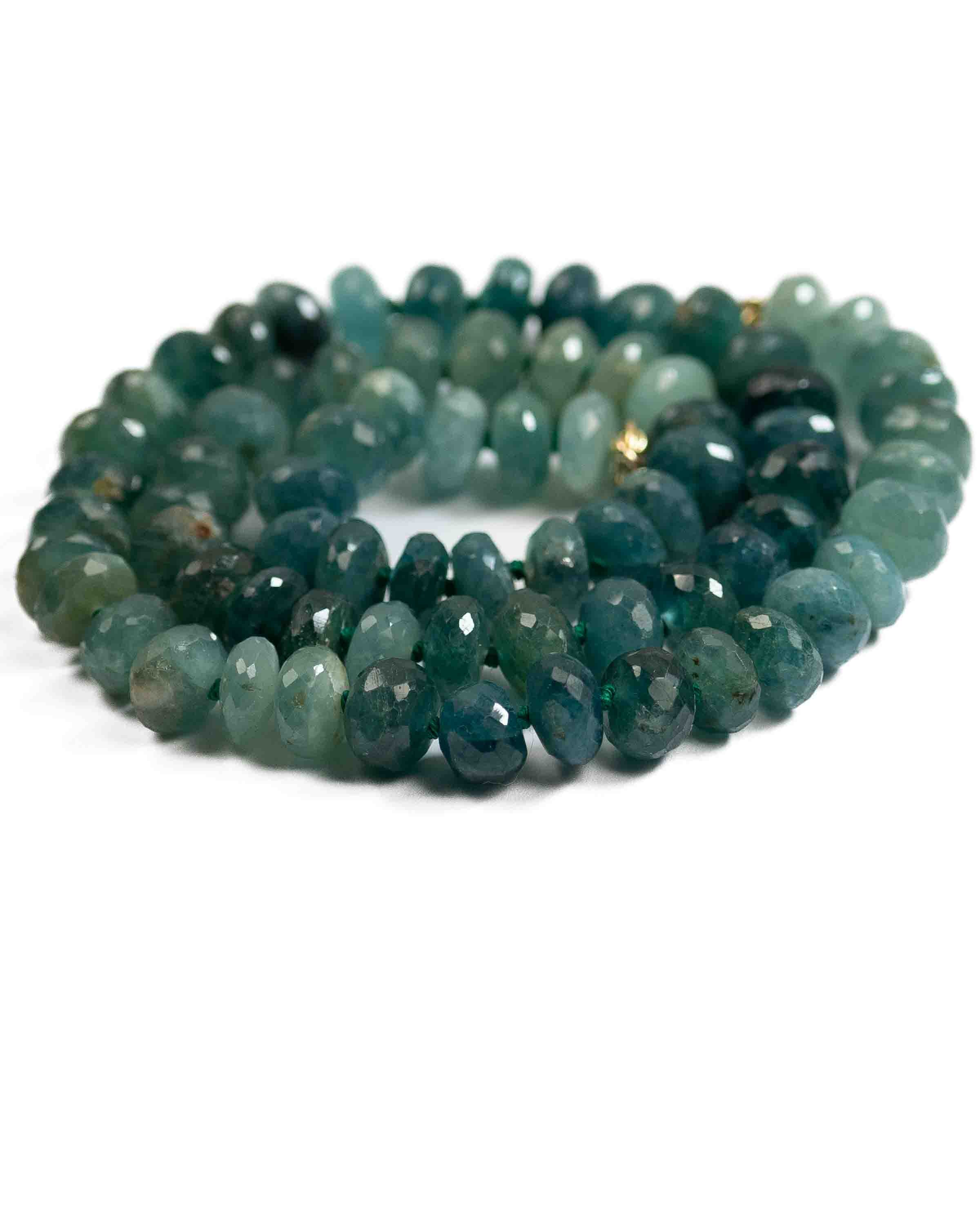 14k Gold Natural AAA Quality Grandidierite Knotted Strand Necklace