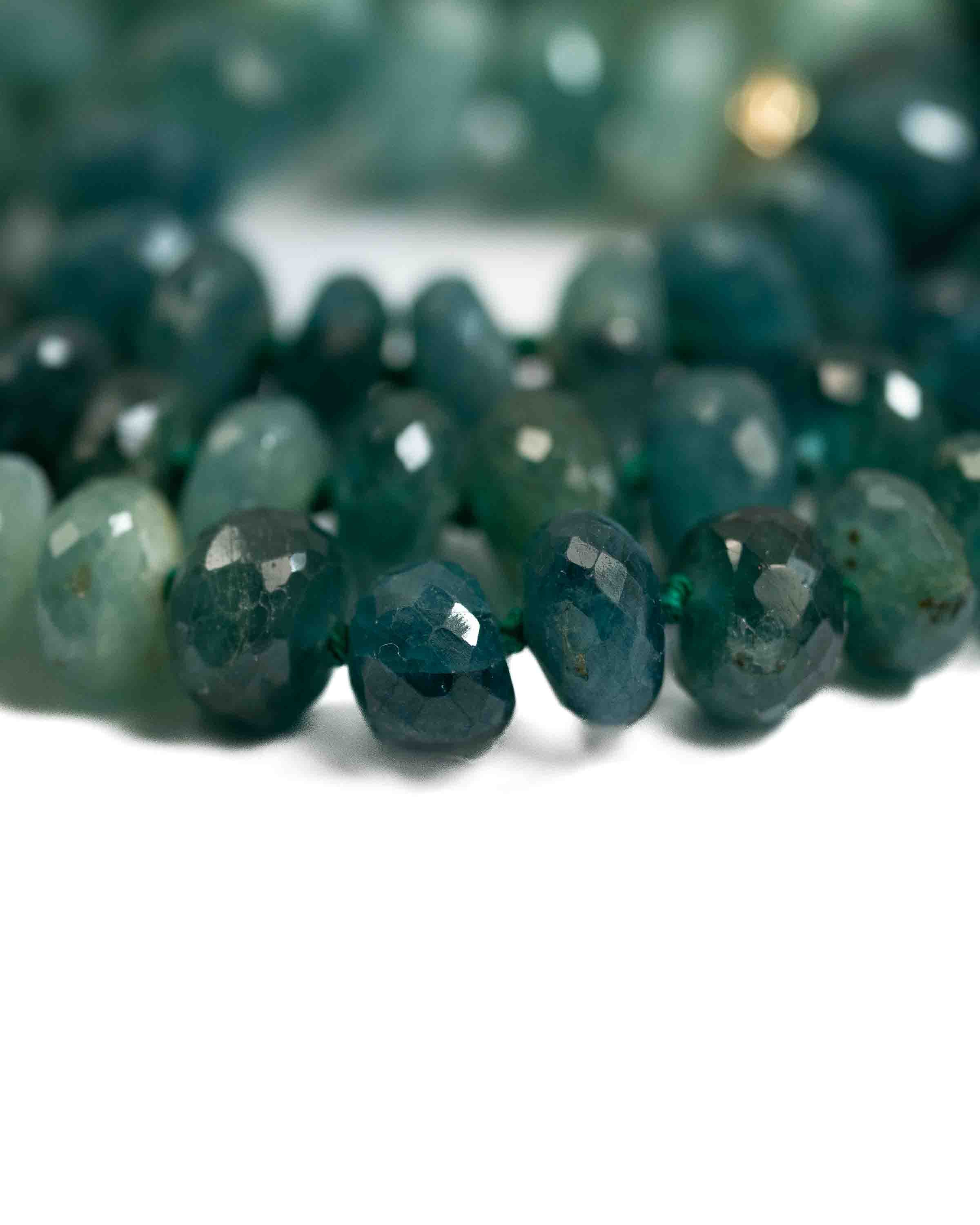 14k Gold Natural AAA Quality Grandidierite Knotted Strand Necklace