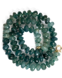 14k Gold Natural AAA Quality Grandidierite Knotted Strand Necklace