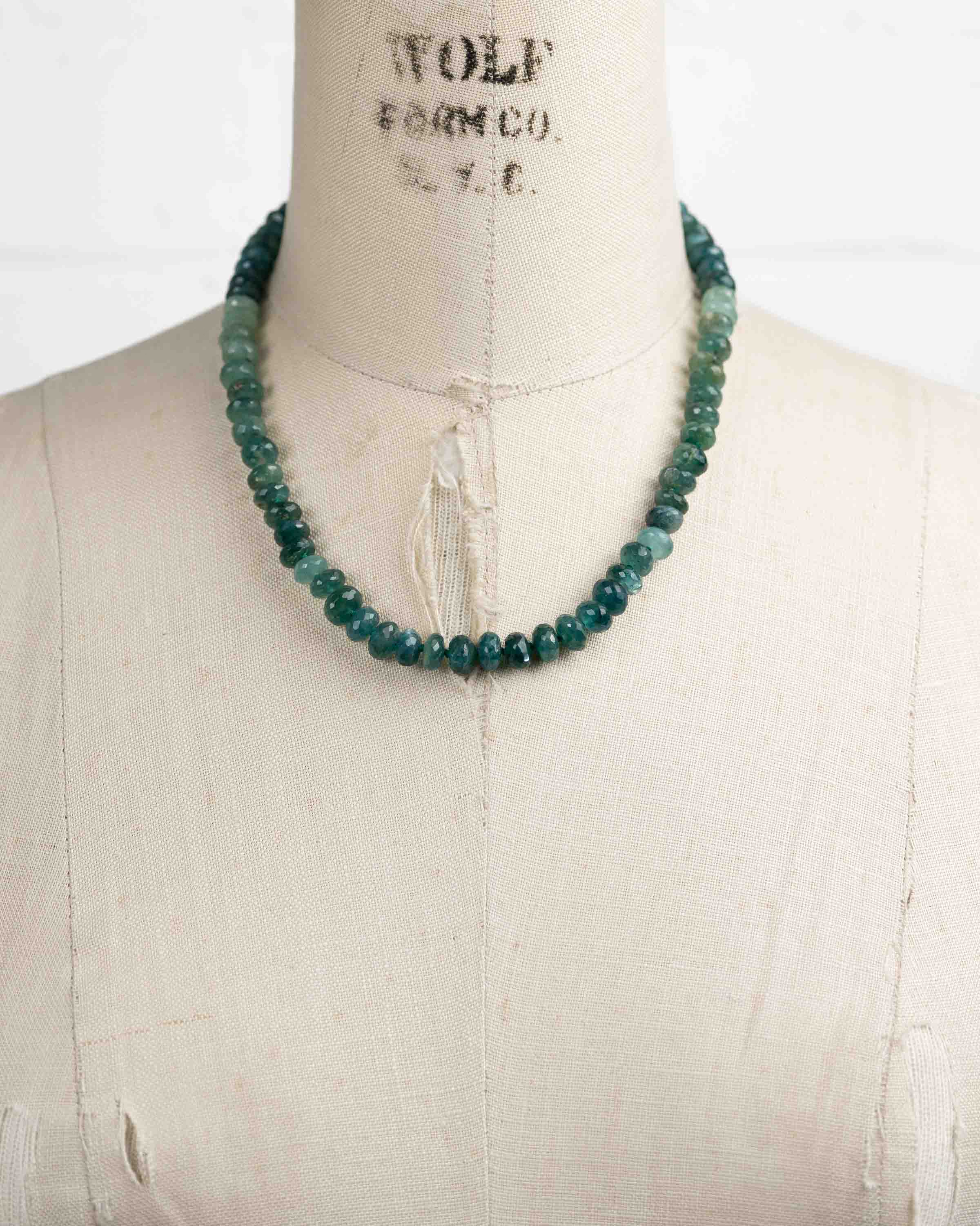 14k Gold Natural AAA Quality Grandidierite Knotted Strand Necklace