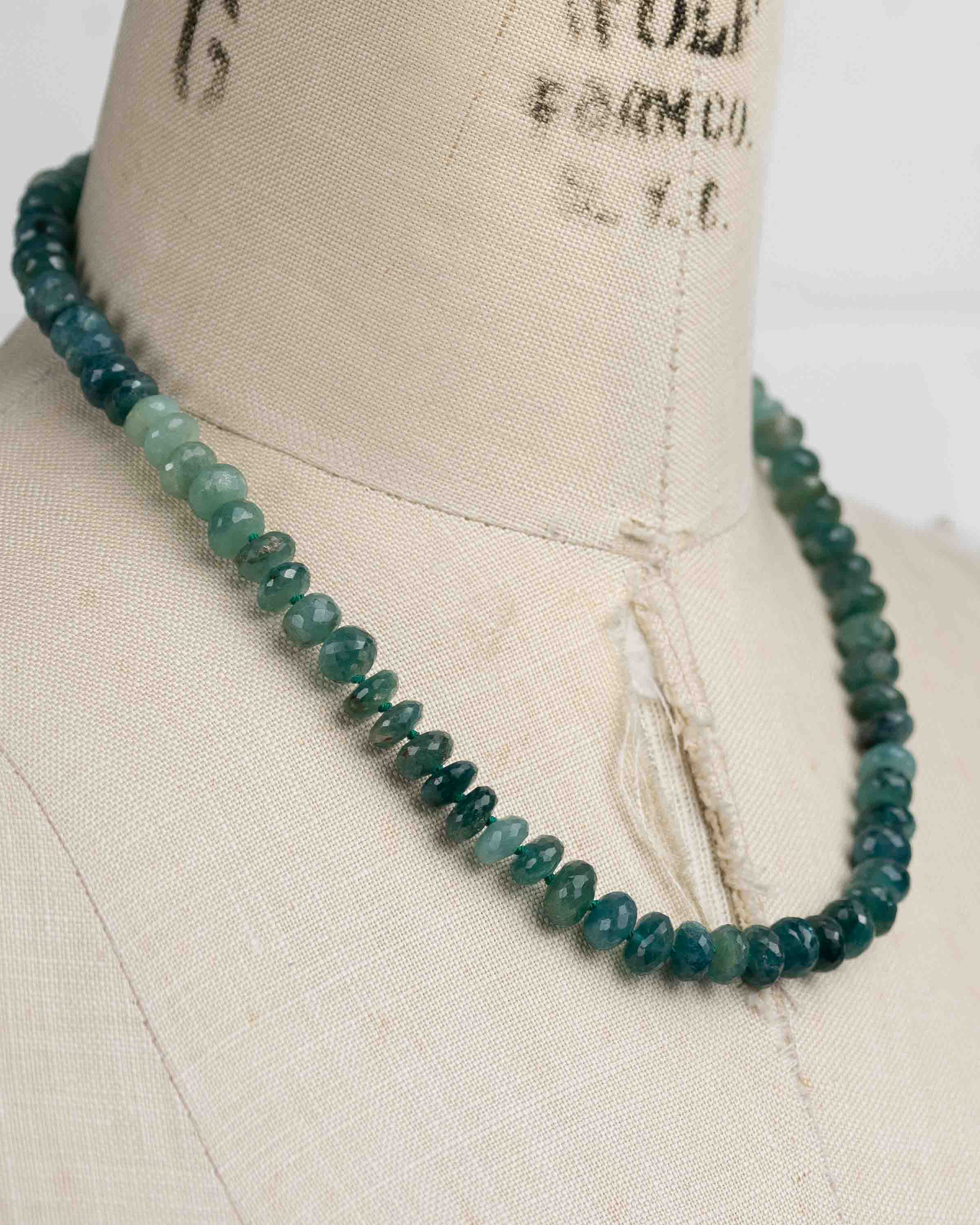 14k Gold Natural AAA Quality Grandidierite Knotted Strand Necklace