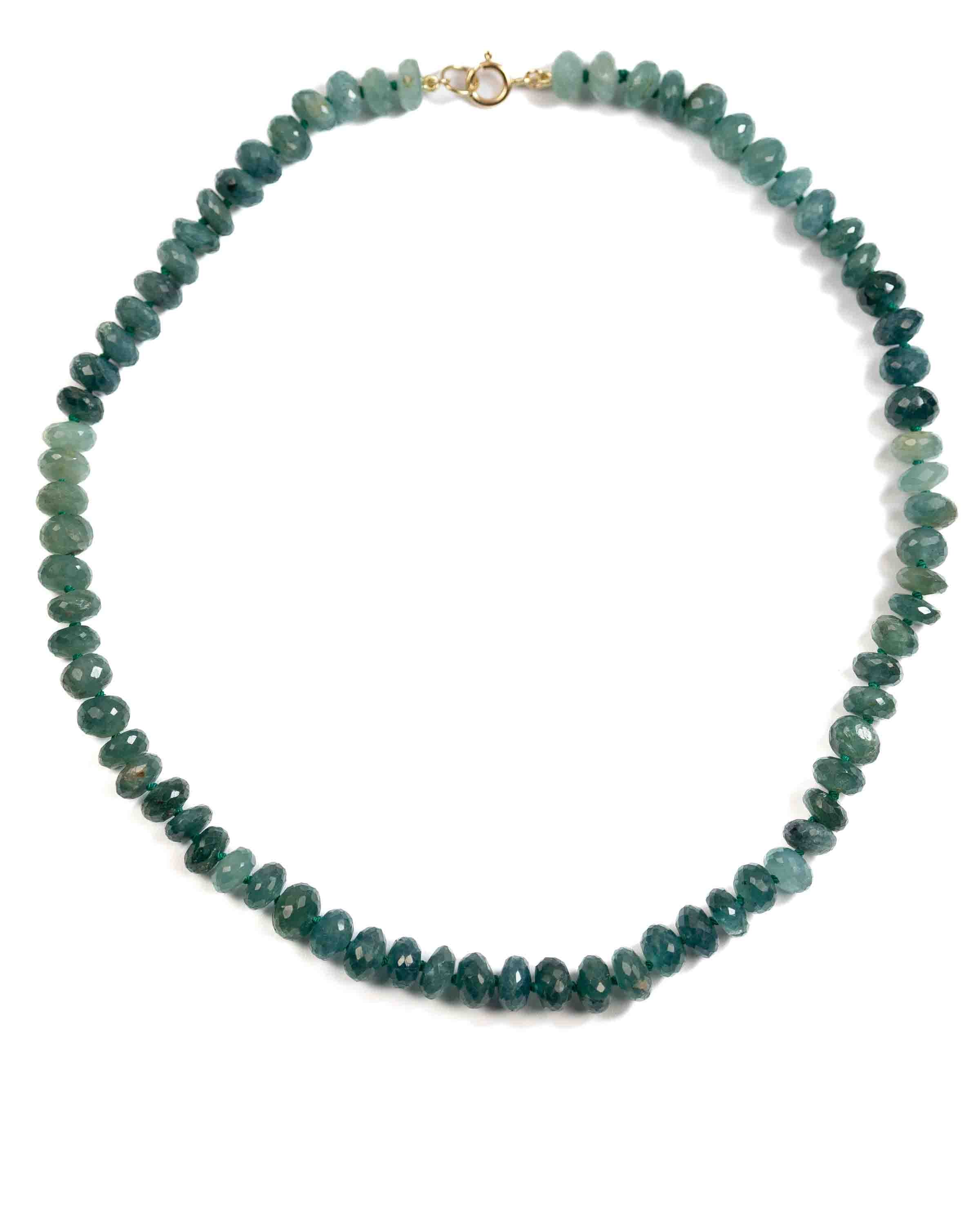 14k Gold Natural AAA Quality Grandidierite Knotted Strand Necklace