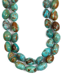 Natural Arizona Kingman Turquoise Knotted Double Strand Necklace