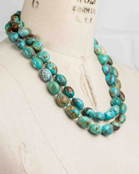Natural Arizona Kingman Turquoise Knotted Double Strand Necklace
