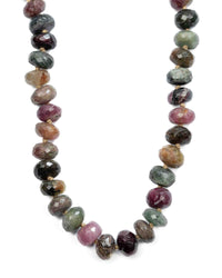 Large Faceted Watermelon Tourmaline Knotted Statement Necklace