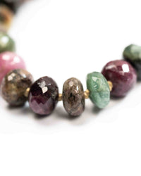 Large Faceted Watermelon Tourmaline Knotted Statement Necklace
