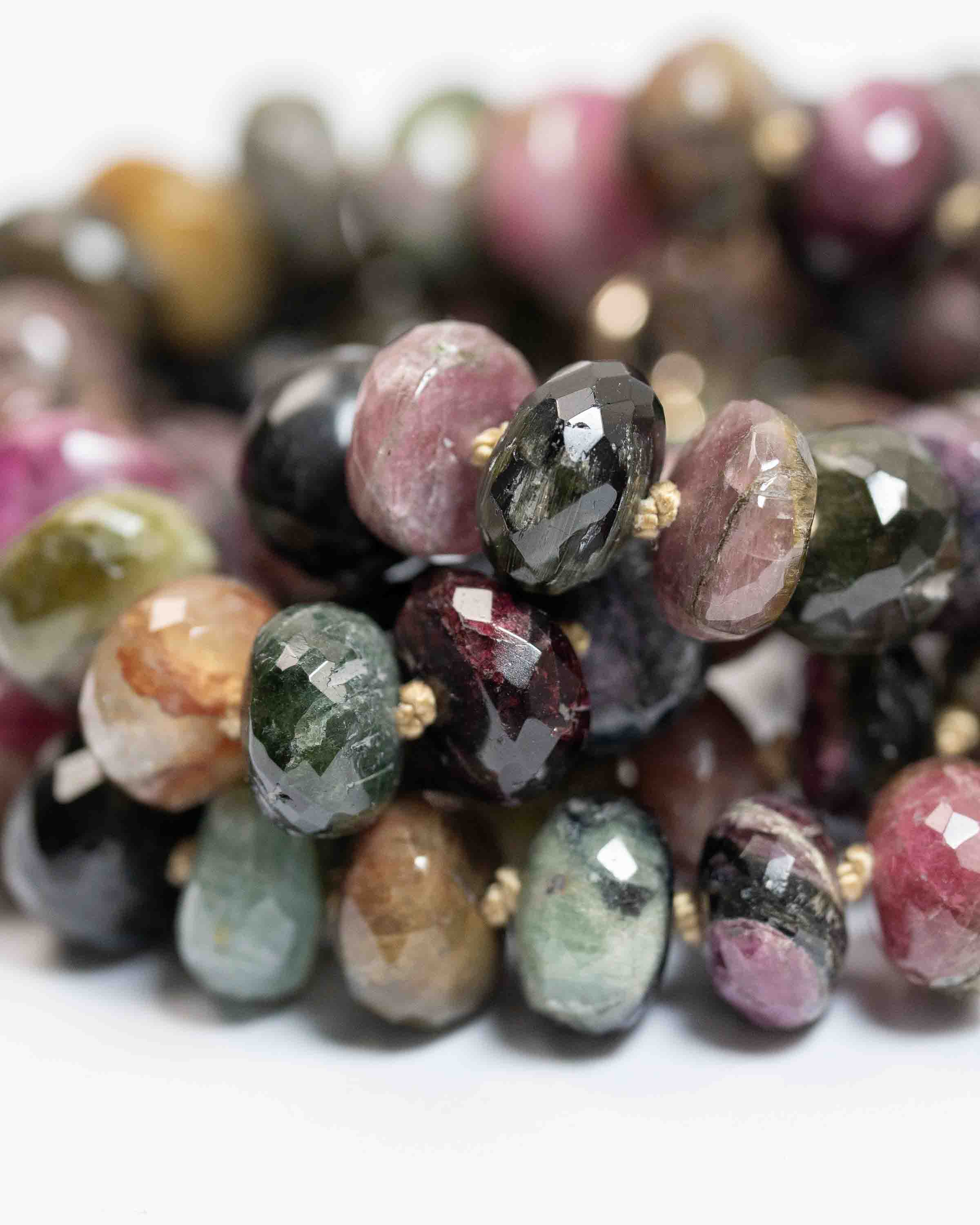 Large Faceted Watermelon Tourmaline Knotted Statement Necklace