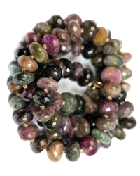 Large Faceted Watermelon Tourmaline Knotted Statement Necklace