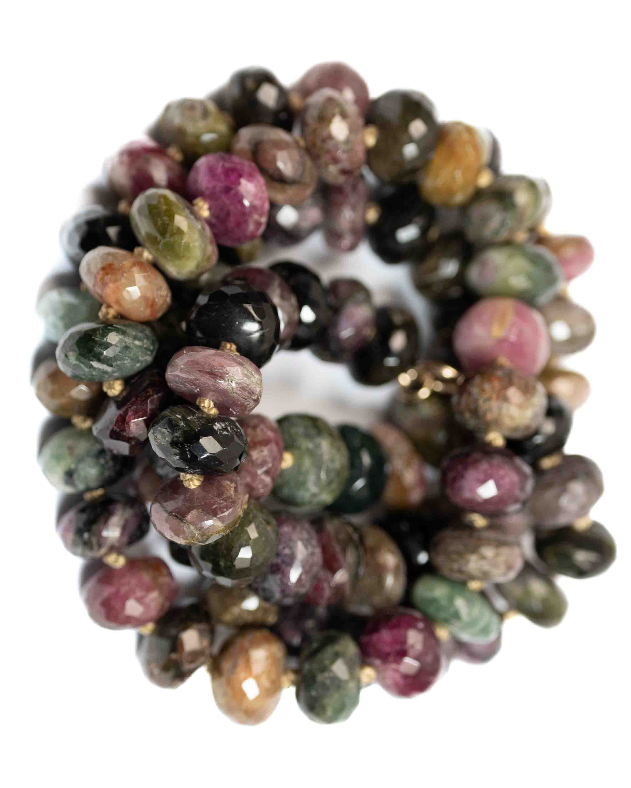 Large Faceted Watermelon Tourmaline Knotted Statement Necklace