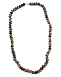 Large Faceted Watermelon Tourmaline Knotted Statement Necklace