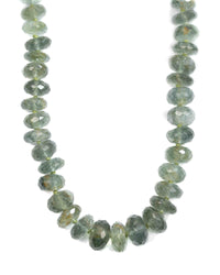 14k Gold AAA Quality Natural Moss Aquamarine Knotted Strand Necklace