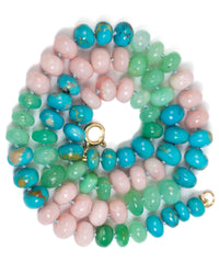 Multi-Color Rainbow Natural Peruvian Opal Hand-Knotted Necklace