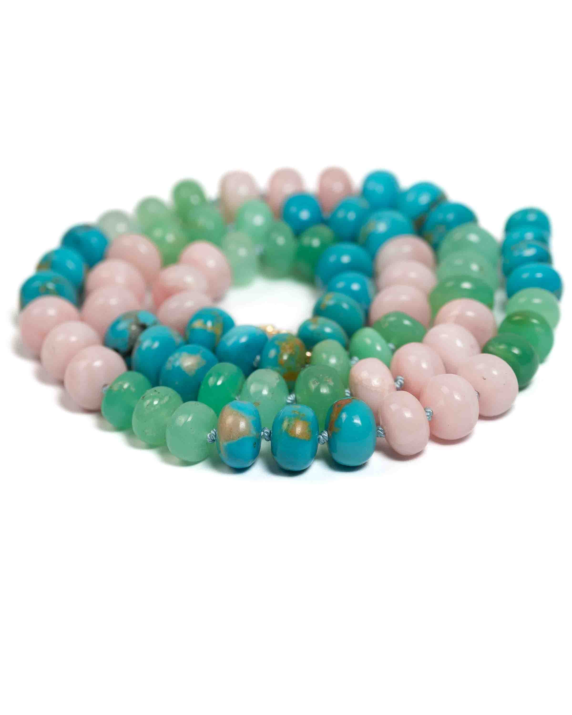 Multi-Color Rainbow Natural Peruvian Opal Hand-Knotted Necklace