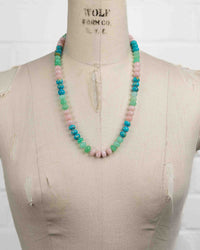 Multi-Color Rainbow Natural Peruvian Opal Hand-Knotted Necklace