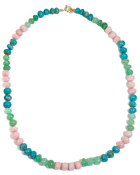 Multi-Color Rainbow Natural Peruvian Opal Hand-Knotted Necklace