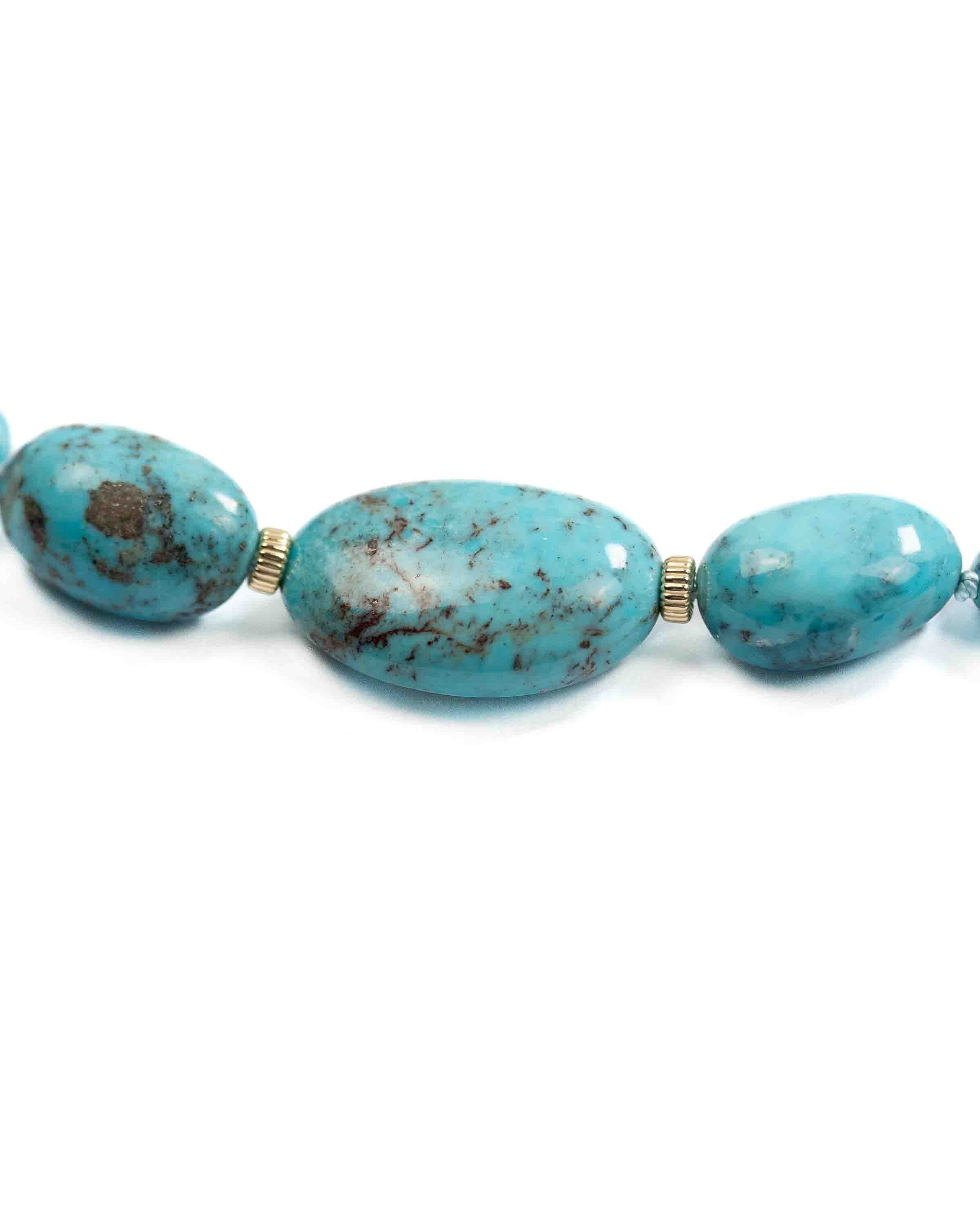 14k Gold Nacozari Turquoise Nugget Knotted Statement Necklace
