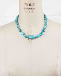 14k Gold Nacozari Turquoise Nugget Knotted Statement Necklace