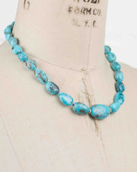 14k Gold Nacozari Turquoise Nugget Knotted Statement Necklace