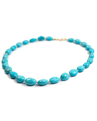 14k Gold Natural Nacozari Turquoise Nugget Statement Necklace