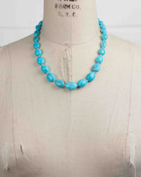 14k Gold Natural Nacozari Turquoise Nugget Statement Necklace