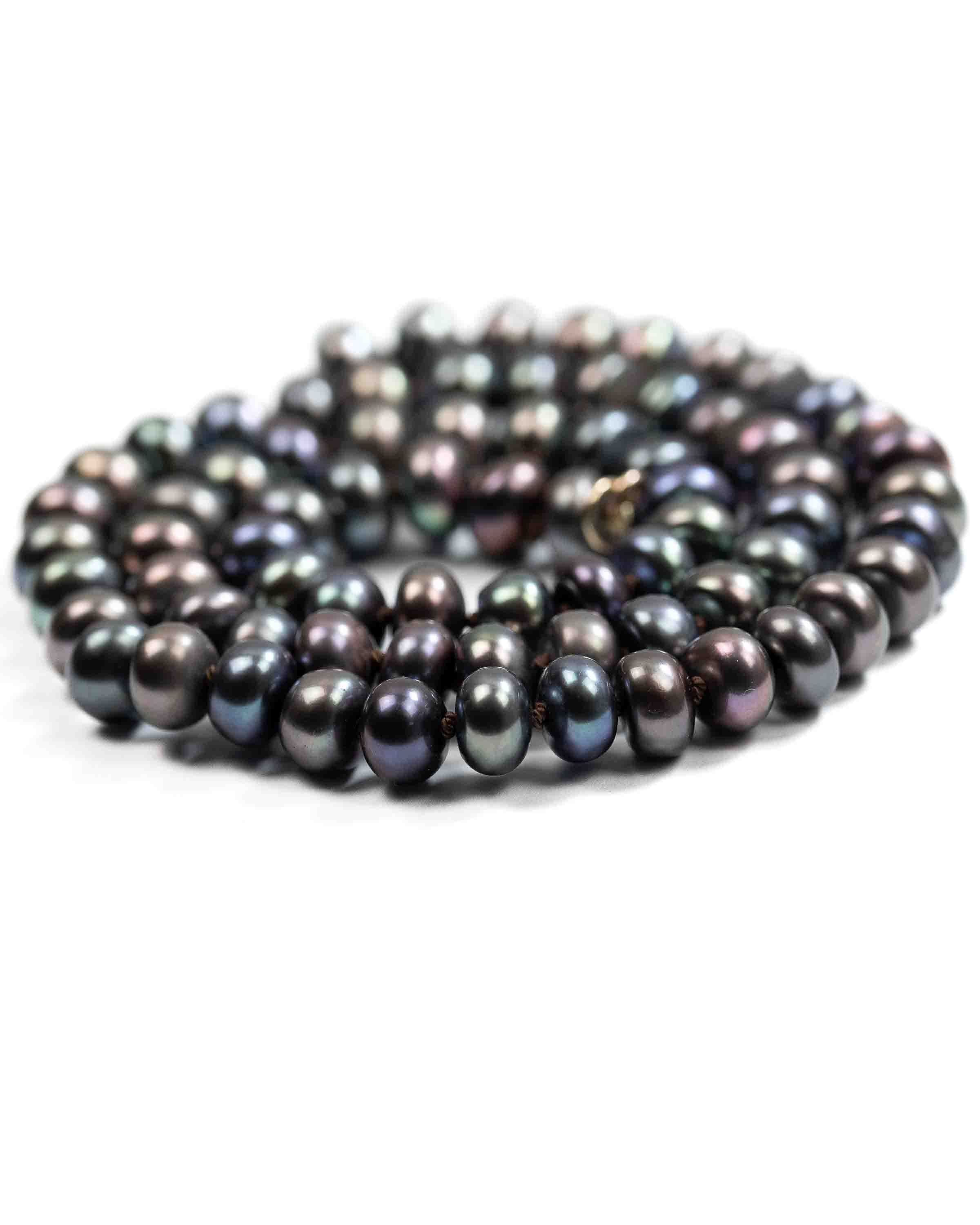 Natural Freshwater Peacock Pearl Knotted Strand Necklace