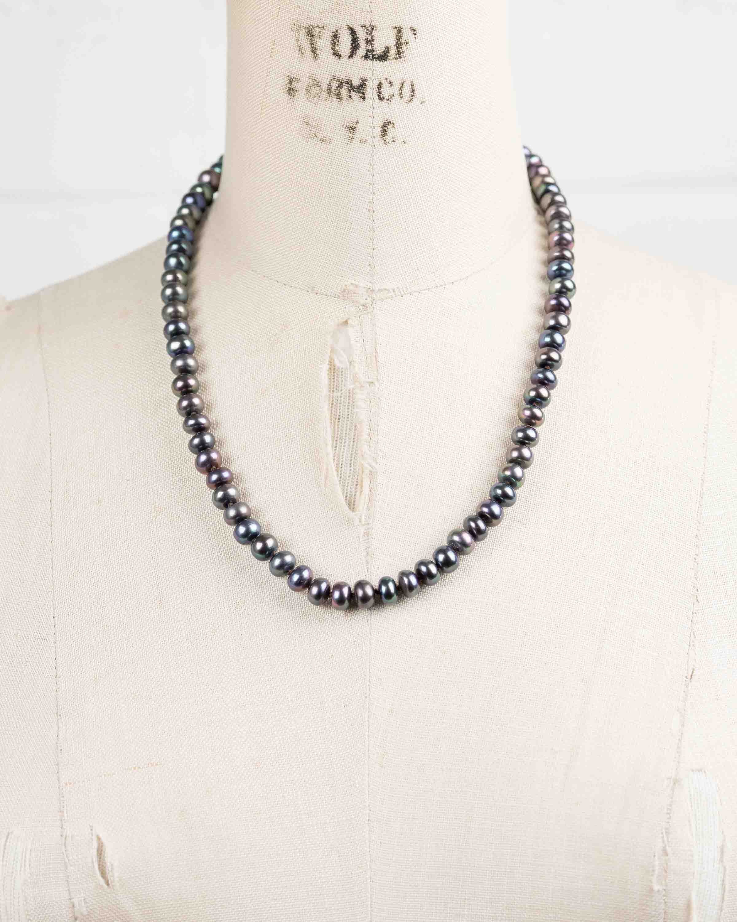 Natural Freshwater Peacock Pearl Knotted Strand Necklace