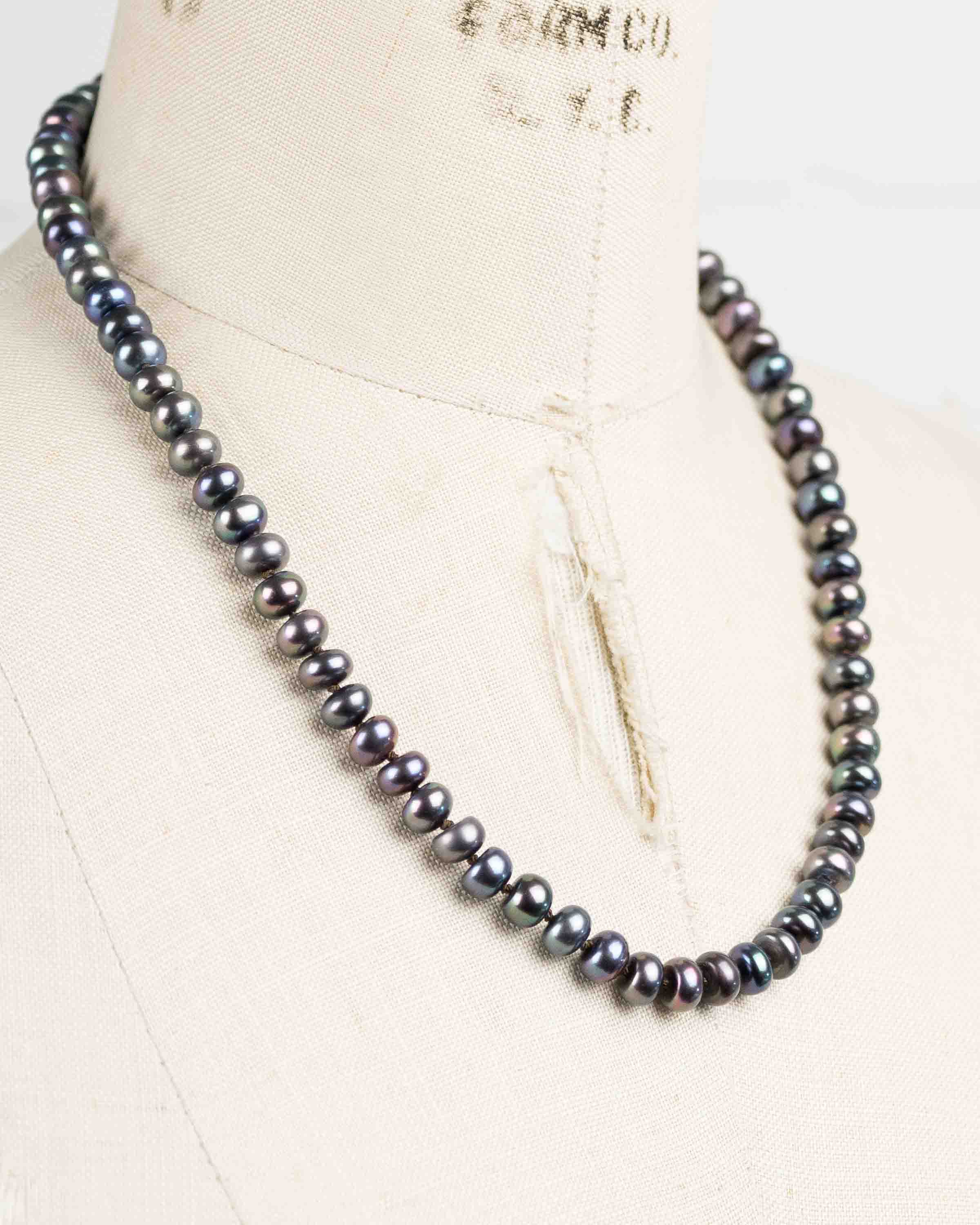 Natural Freshwater Peacock Pearl Knotted Strand Necklace