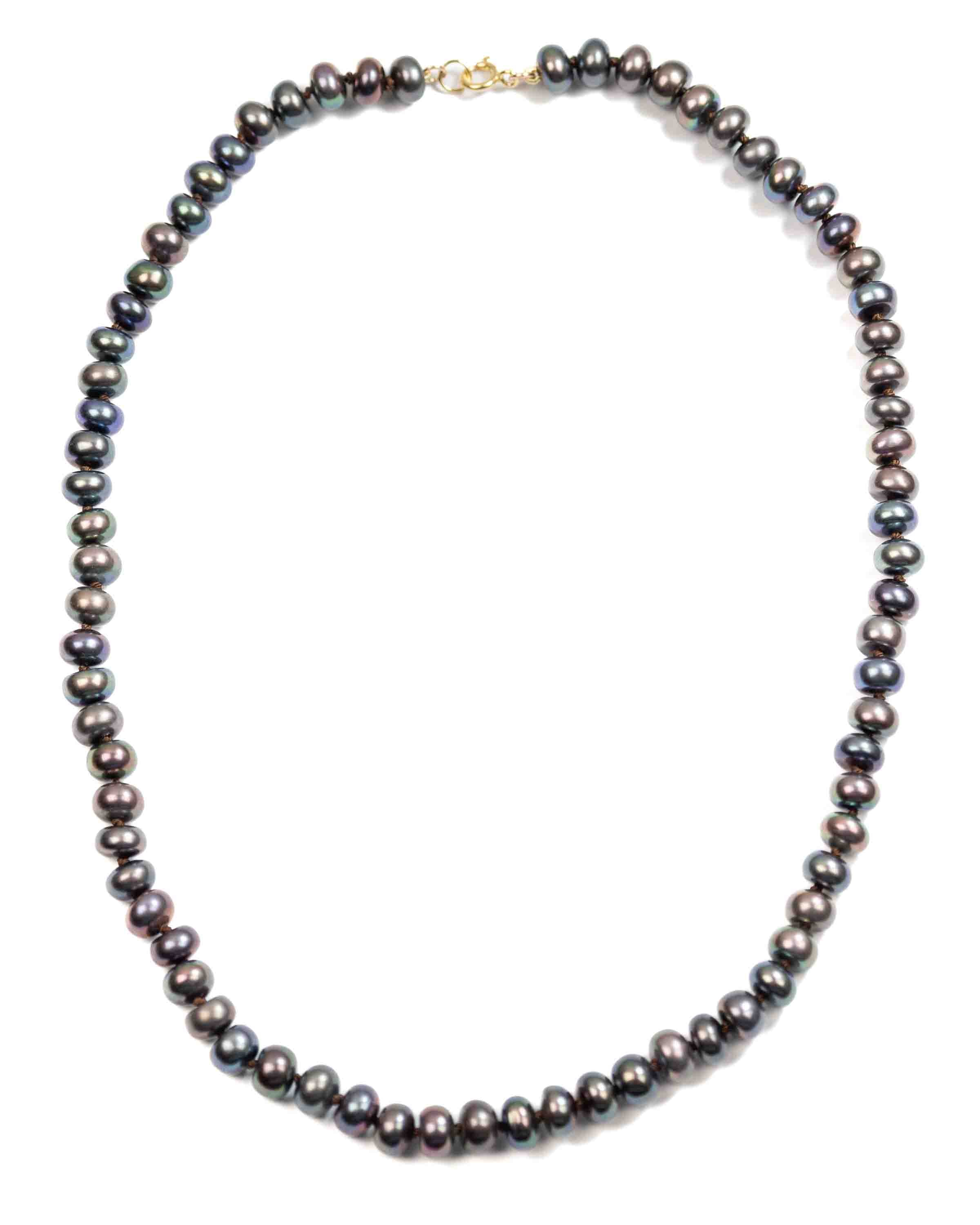 Natural Freshwater Peacock Pearl Knotted Strand Necklace