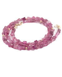 14k Gold Natural AAA Quality Pink Tourmaline Nugget Necklace