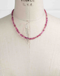 14k Gold Natural AAA Quality Pink Tourmaline Nugget Necklace
