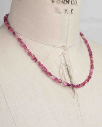 14k Gold Natural AAA Quality Pink Tourmaline Nugget Necklace