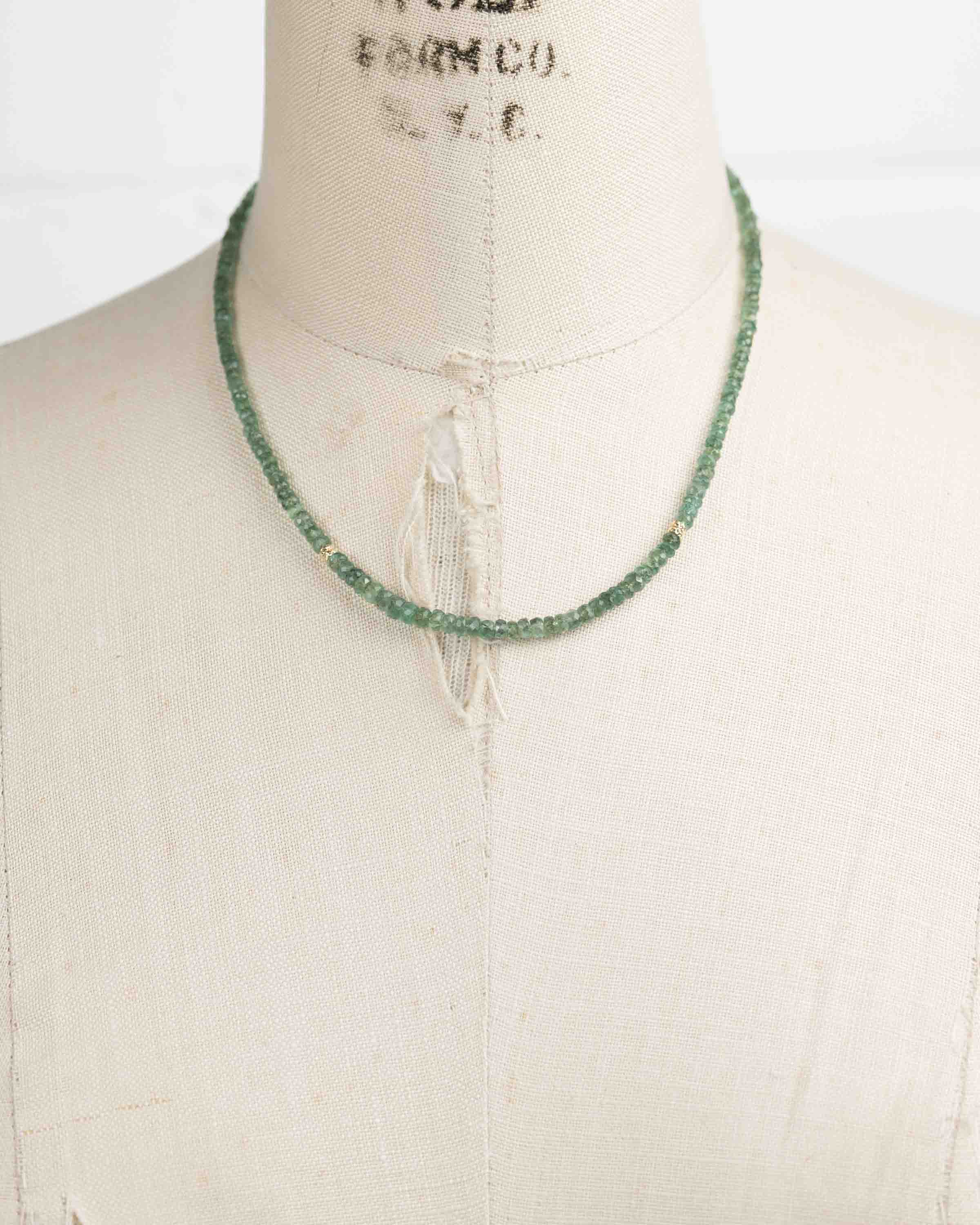 14k Gold Zambian Emerald Necklace