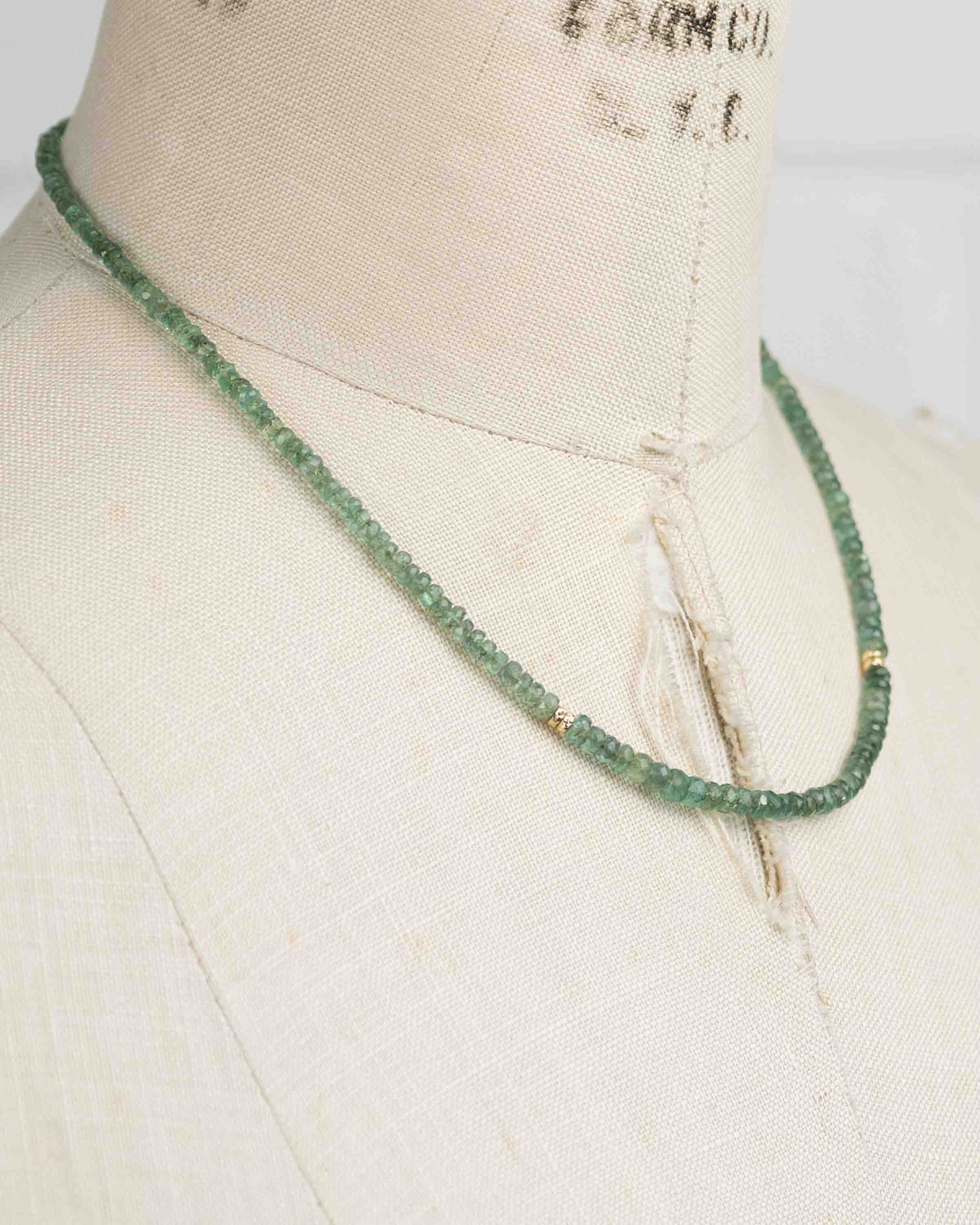 14k Gold Zambian Emerald Necklace