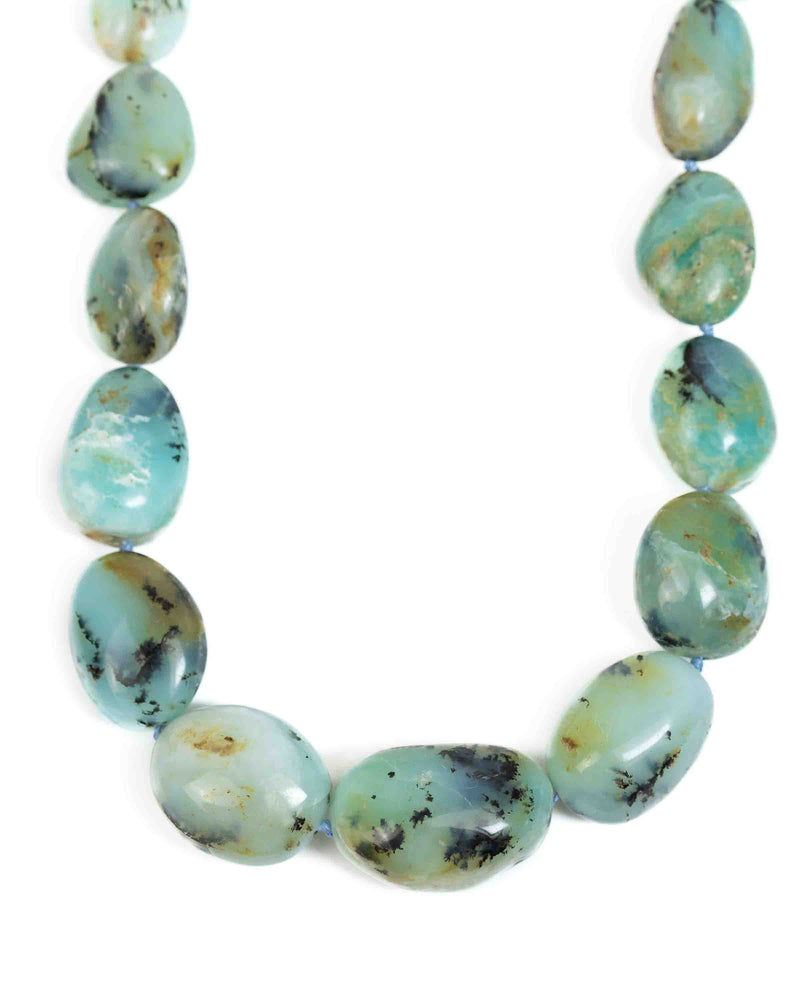 Large Natural Peruvian Opal Nugget Hand-Knotted Statement Necklace
