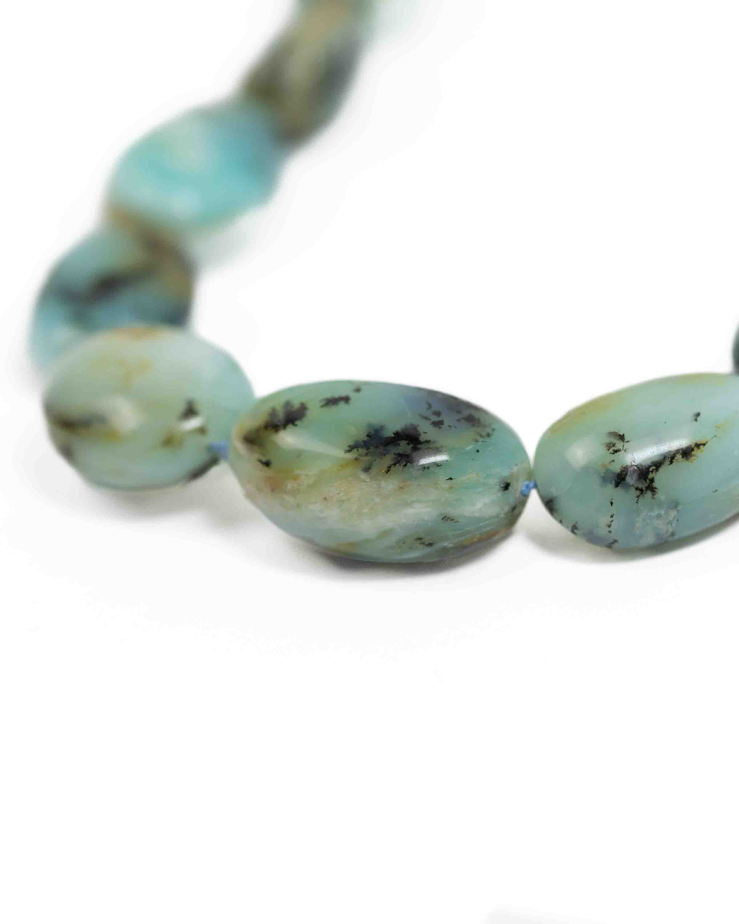Large Natural Peruvian Opal Nugget Hand-Knotted Statement Necklace