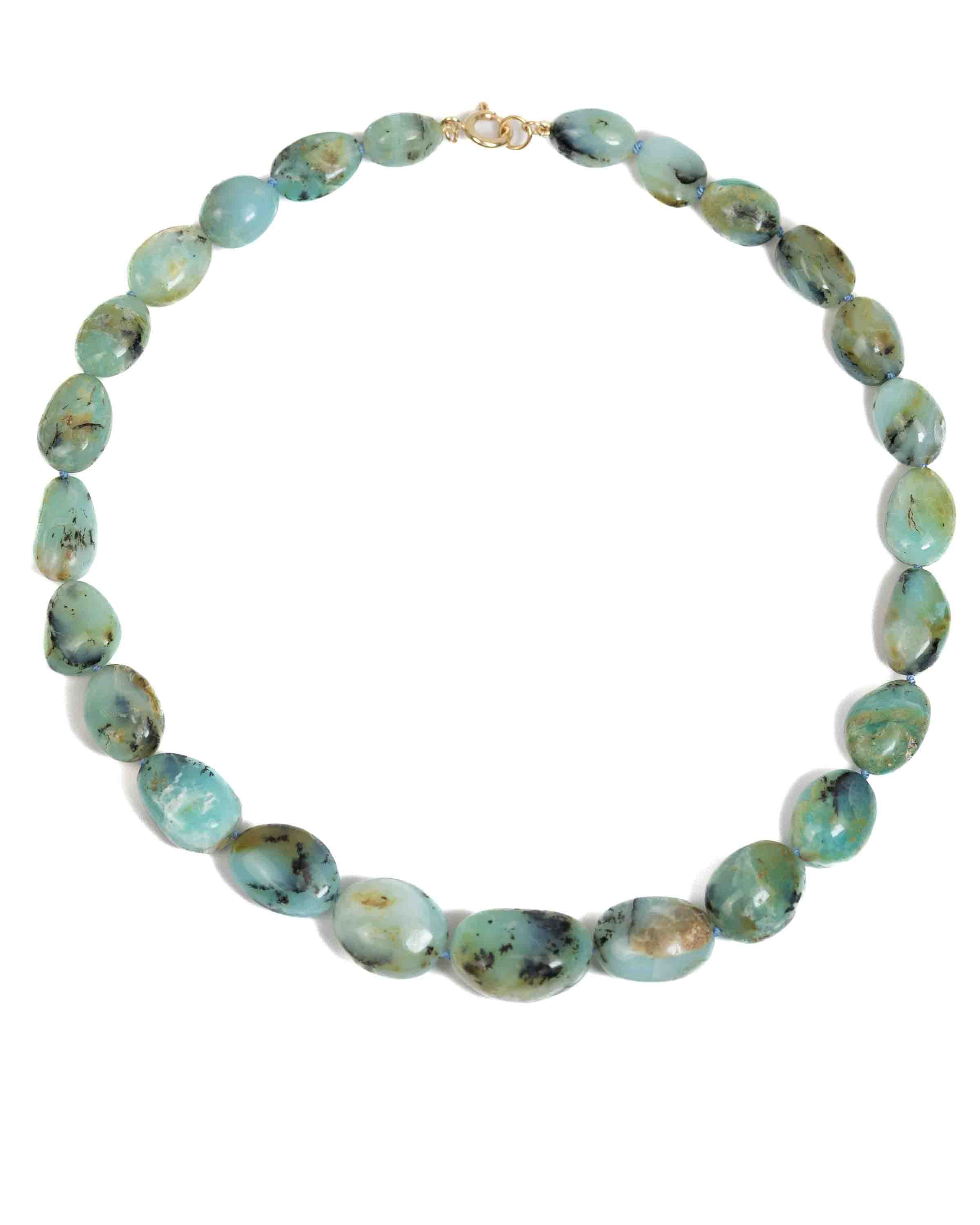 Large Natural Peruvian Opal Nugget Hand-Knotted Statement Necklace