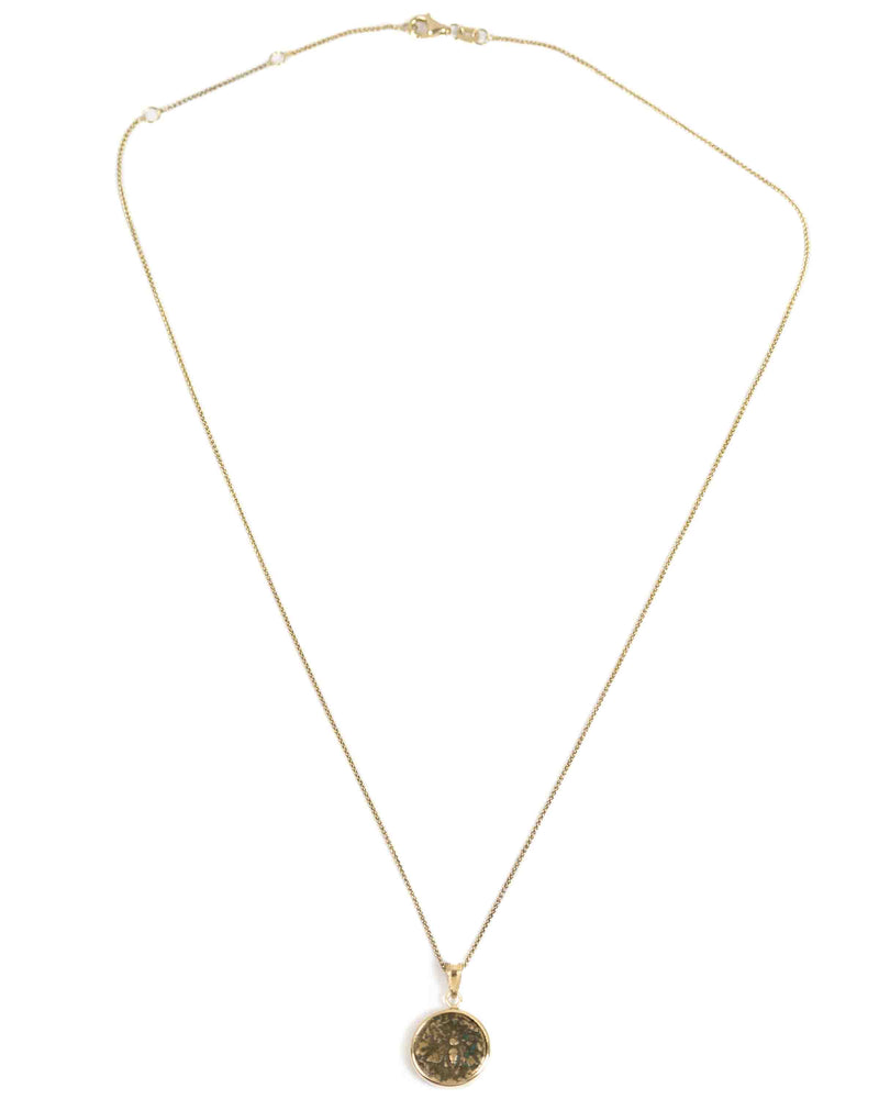 14k Gold Genuine Ancient Greek Coin Necklace (Artemis Bee; 200 B.C.)