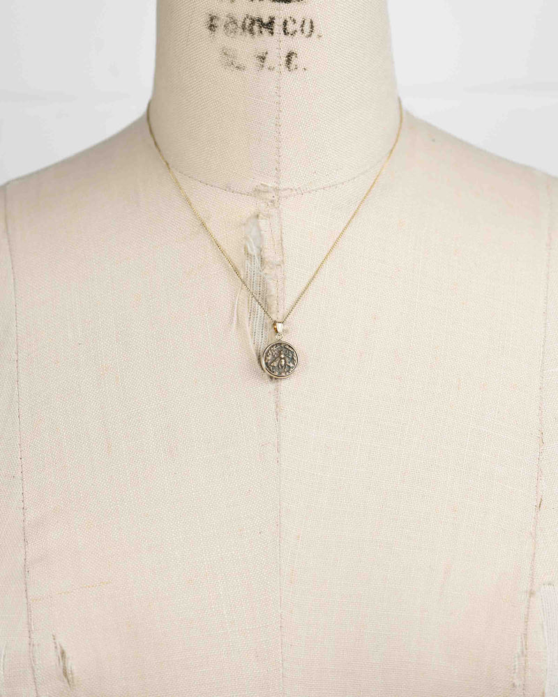 14k Gold Genuine Ancient Greek Coin Necklace (Artemis Bee; 200 B.C.)