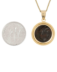 14k Gold Genuine Ancient Greek Coin Necklace (Achilles; 302-286 B.C.)