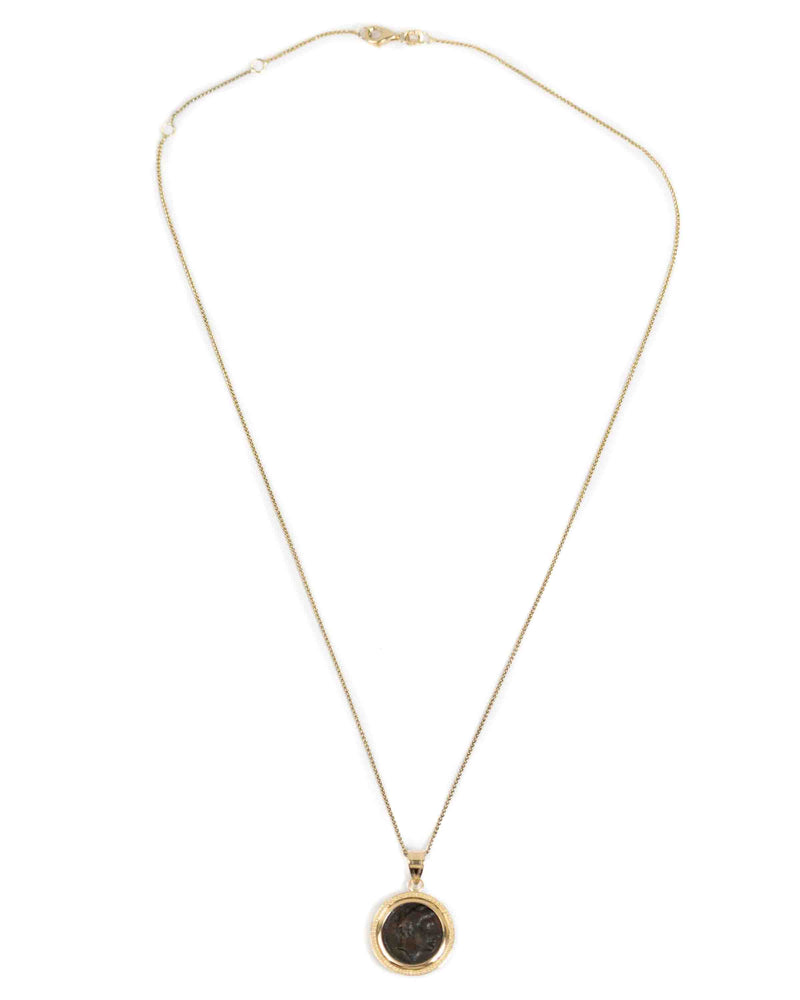 14k Gold Genuine Ancient Greek Coin Necklace (Achilles; 302-286 B.C.)