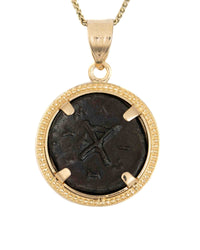 14k Gold Genuine Ancient Greek Coin Necklace (Achilles; 302-286 B.C.)