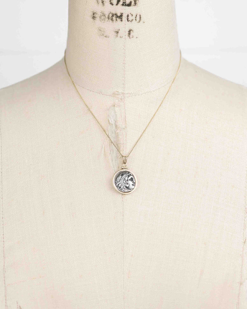 14k Gold Genuine Ancient Greek Coin Necklace (Alexander the Great; 336-323 B.C.)