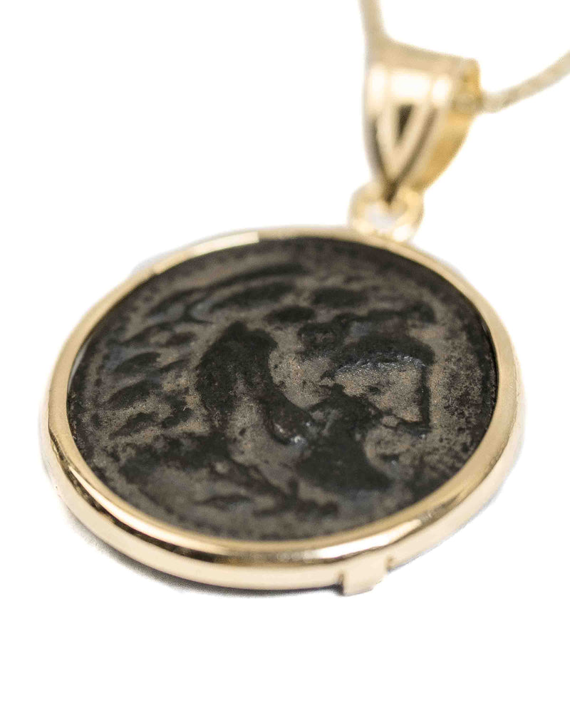 14k Gold Genuine Ancient Greek Coin Necklace (Alexander the Great; 336-323 B.C.)